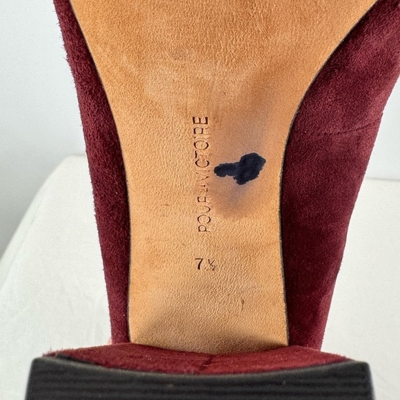 Pour la Victoire Suede Point Toe Chunky Heels in Burgundy Size 7.5 - Picture 6 of 8